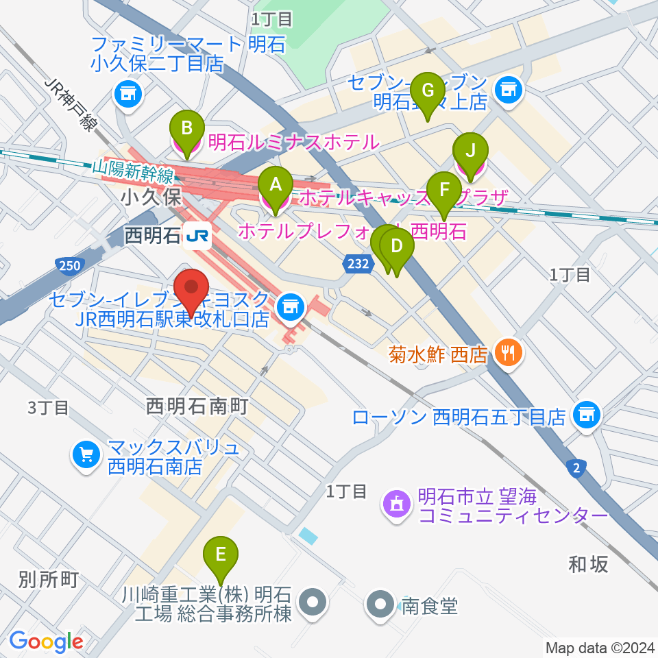 西明石ピアノ＆リハーサルスタジオ9th周辺のホテル一覧地図