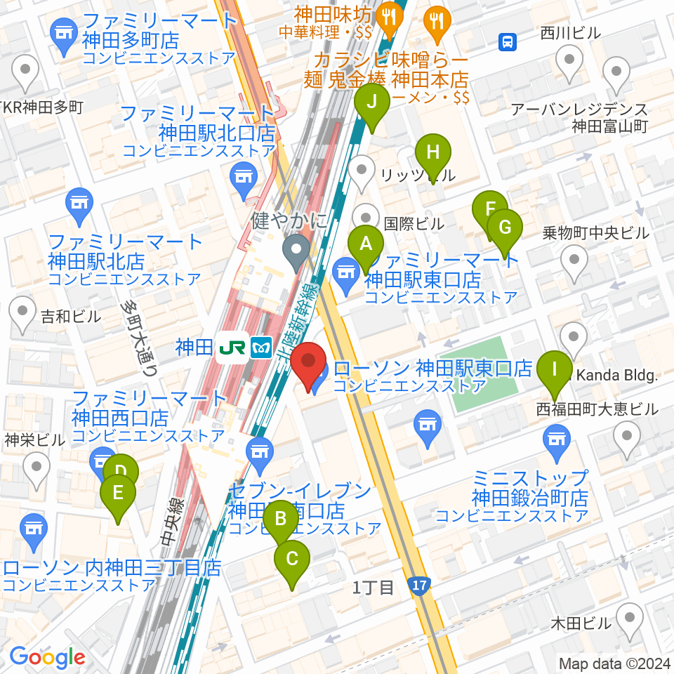 スタジオ音楽館 神田駅前周辺のホテル一覧地図