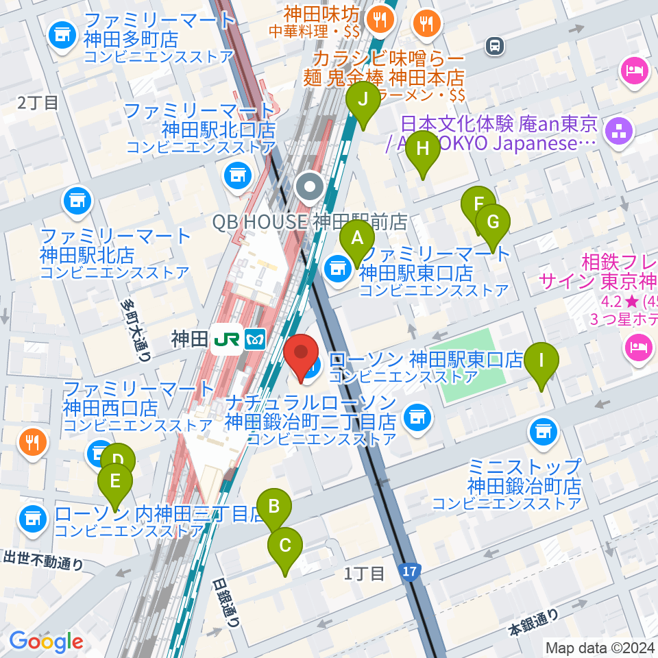 スタジオ音楽館 神田駅前周辺のホテル一覧地図