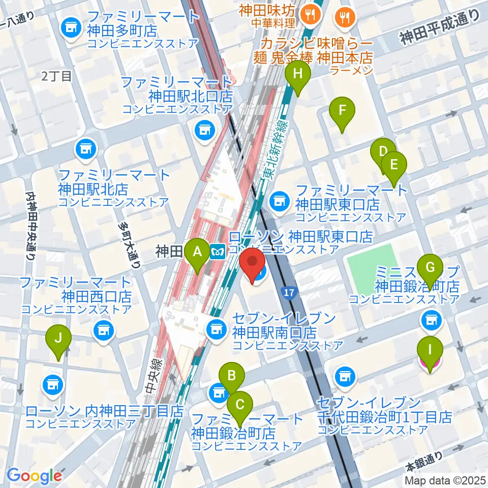 スタジオ音楽館 神田駅前周辺のホテル一覧地図