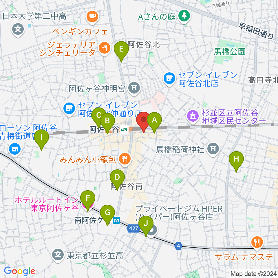 スタジオ音楽館 阿佐ヶ谷周辺のホテル一覧地図