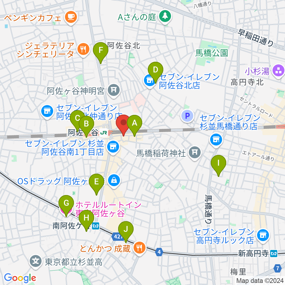 スタジオ音楽館 阿佐ヶ谷周辺のホテル一覧地図