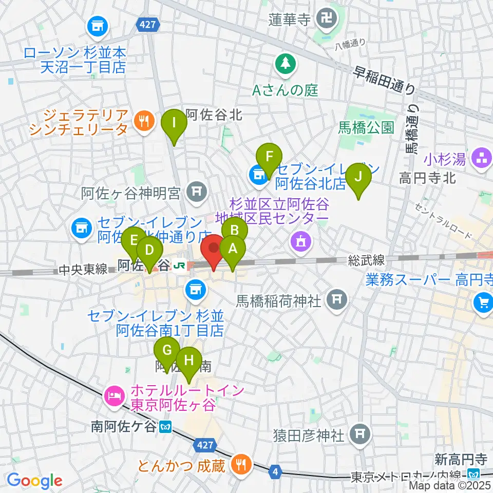 スタジオ音楽館 阿佐ヶ谷周辺のホテル一覧地図