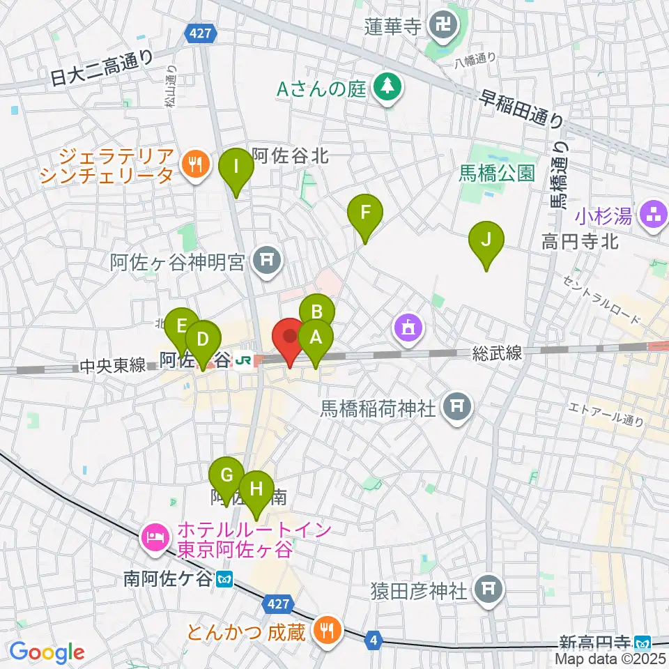 スタジオ音楽館 阿佐ヶ谷周辺のホテル一覧地図