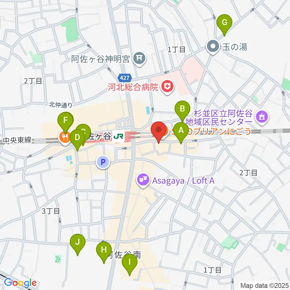 スタジオ音楽館 阿佐ヶ谷周辺のホテル一覧地図