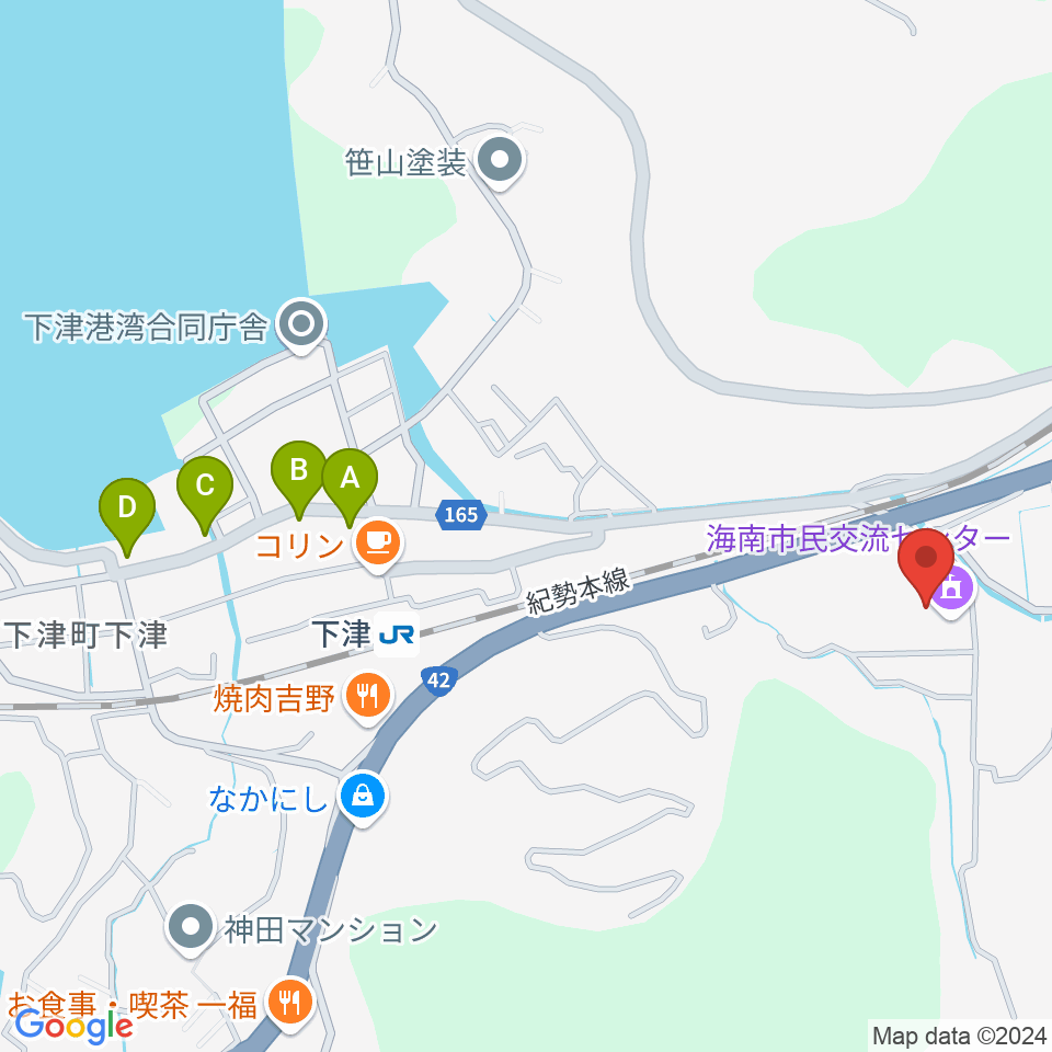 海南市民交流センター周辺のホテル一覧地図