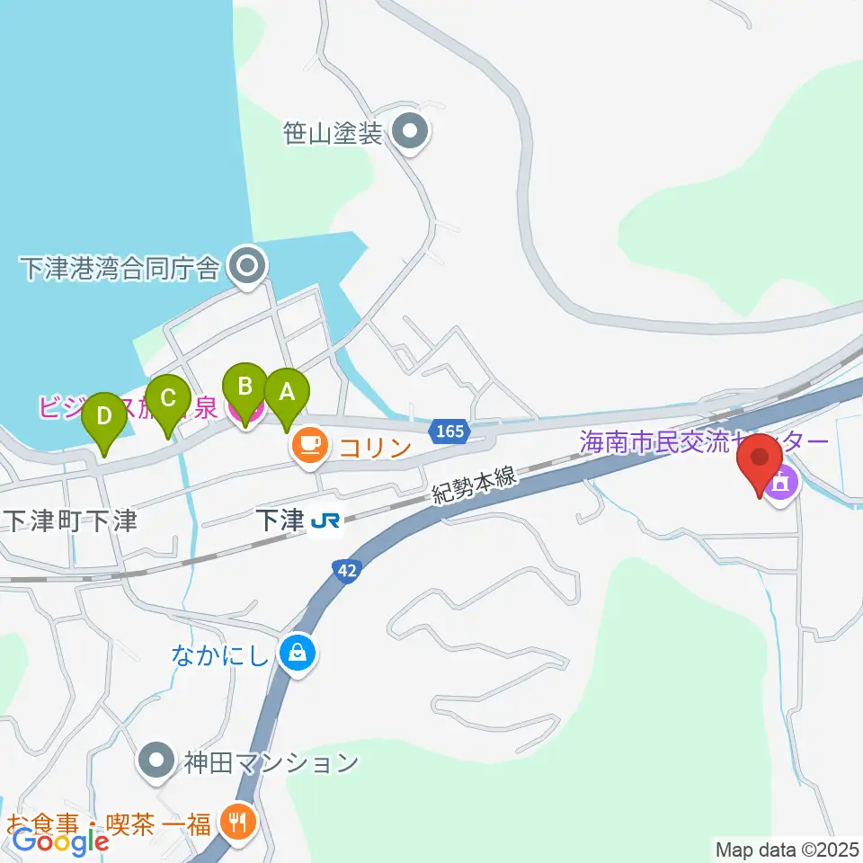 海南市民交流センター周辺のホテル一覧地図