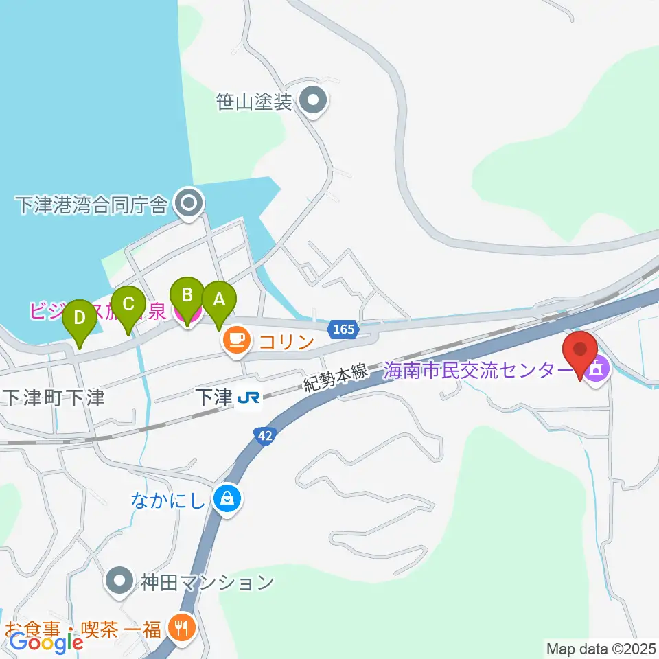 海南市民交流センター周辺のホテル一覧地図