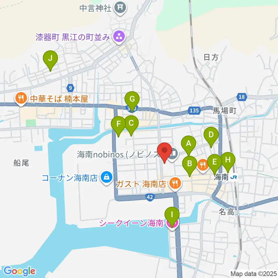 海南nobinos周辺のホテル一覧地図