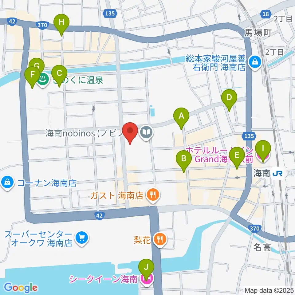 海南nobinos周辺のホテル一覧地図