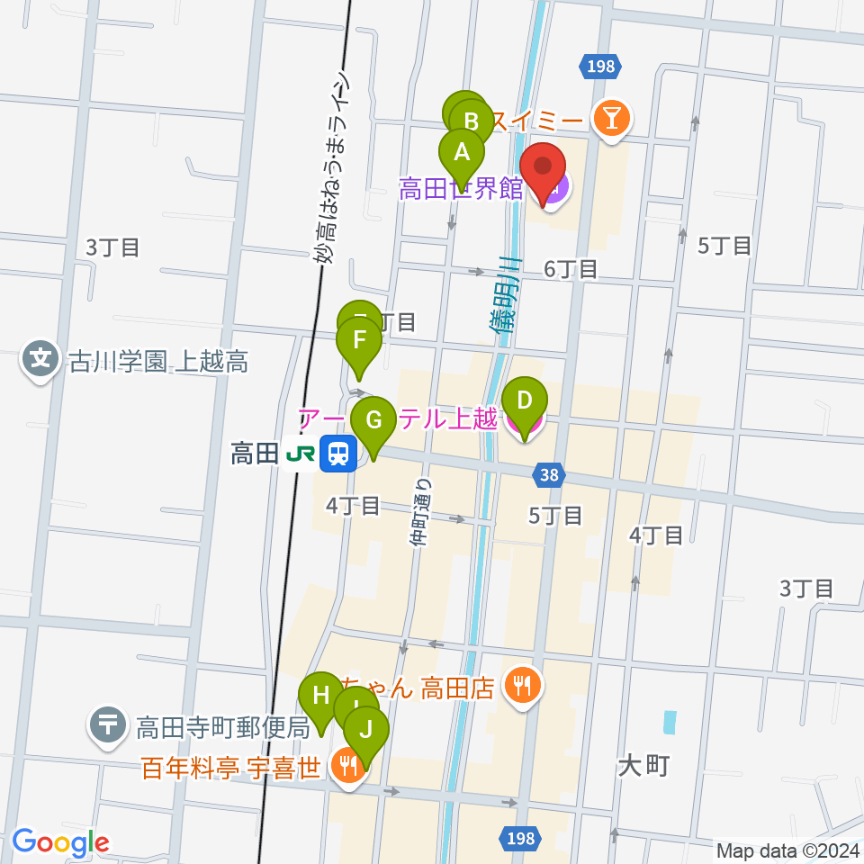 高田世界館周辺のホテル一覧地図