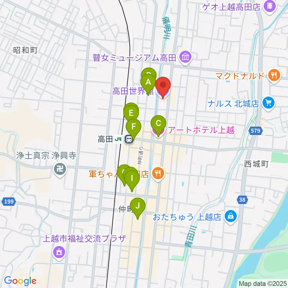 高田世界館周辺のホテル一覧地図
