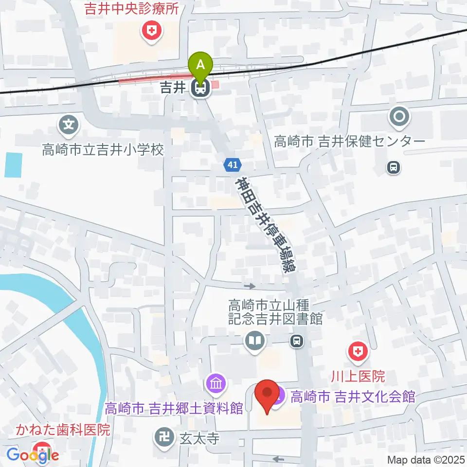 吉井文化会館周辺のホテル一覧地図