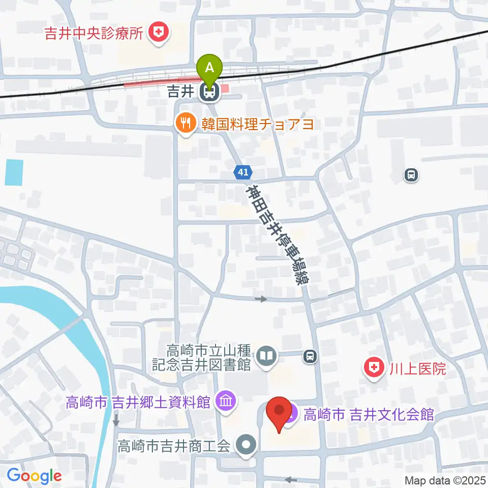 吉井文化会館周辺のホテル一覧地図