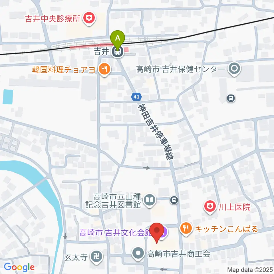 吉井文化会館周辺のホテル一覧地図
