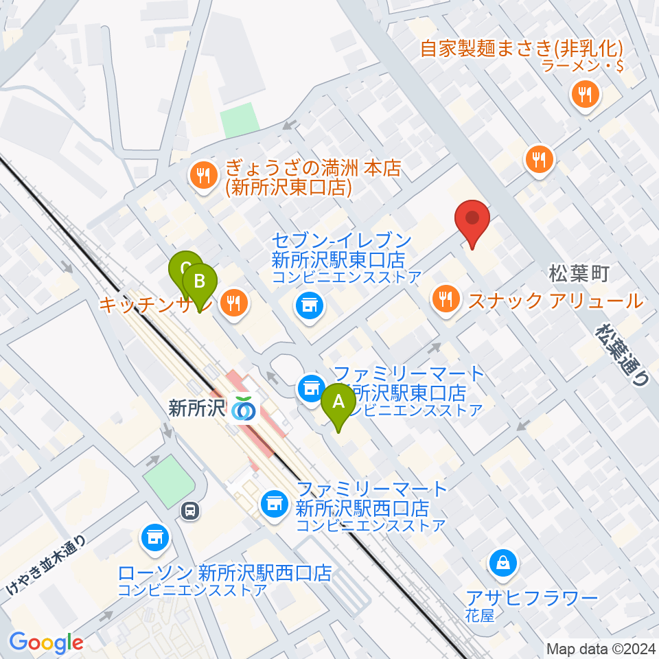 ワイワイミュージックスタジオ新所沢店周辺のホテル一覧地図