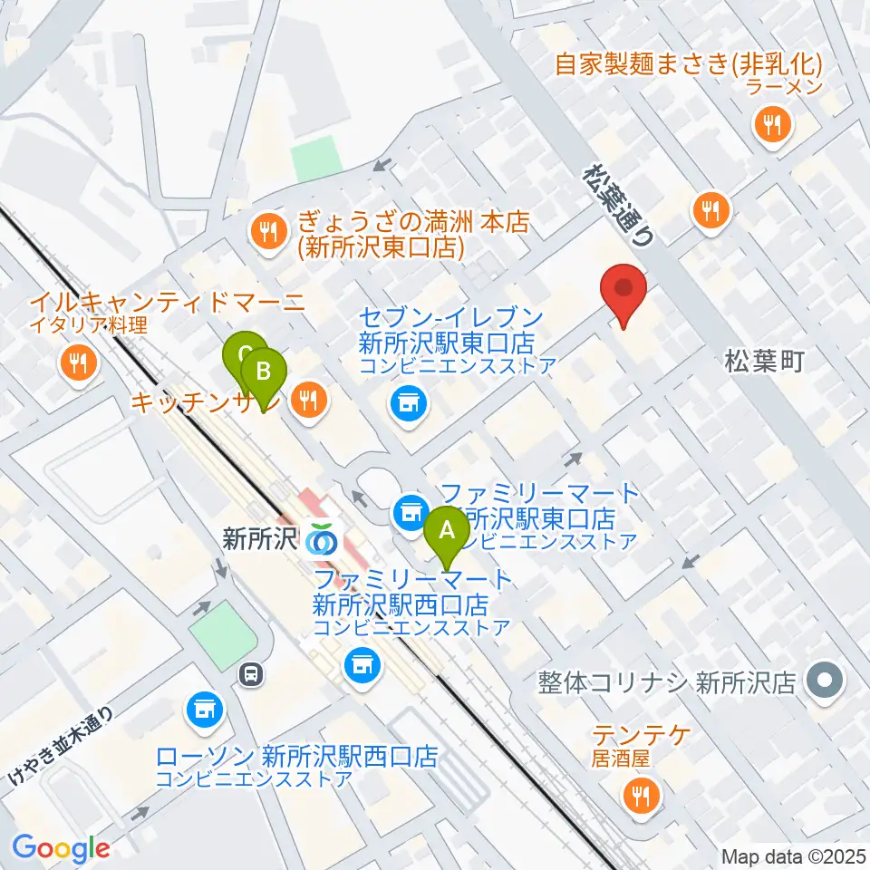ワイワイミュージックスタジオ新所沢店周辺のホテル一覧地図