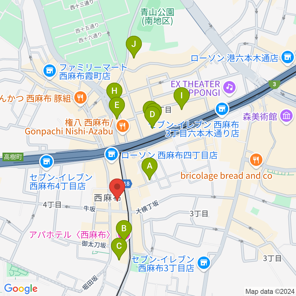 霞町音楽堂周辺のホテル一覧地図