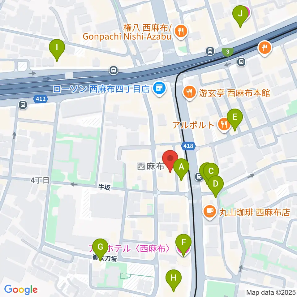 霞町音楽堂周辺のホテル一覧地図