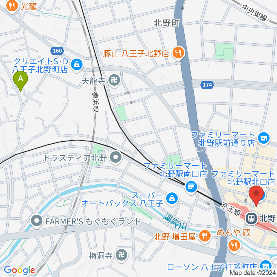 スタジオ・ラクスタ八王子北野店周辺のホテル一覧地図