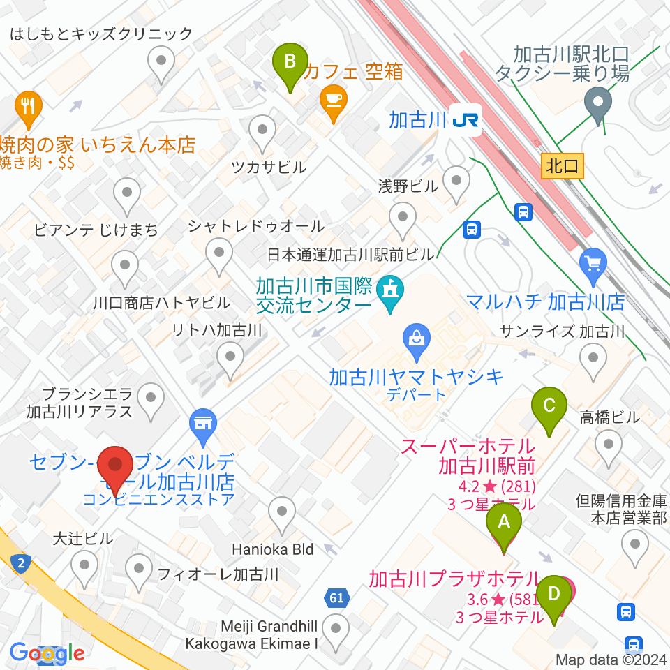 ヤマハミュージック 加古川センター周辺のホテル一覧地図