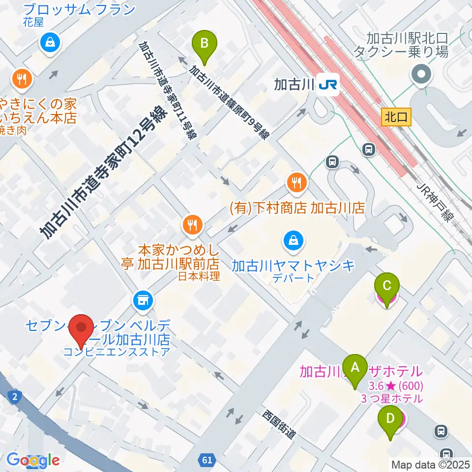 ヤマハミュージック 加古川センター周辺のホテル一覧地図
