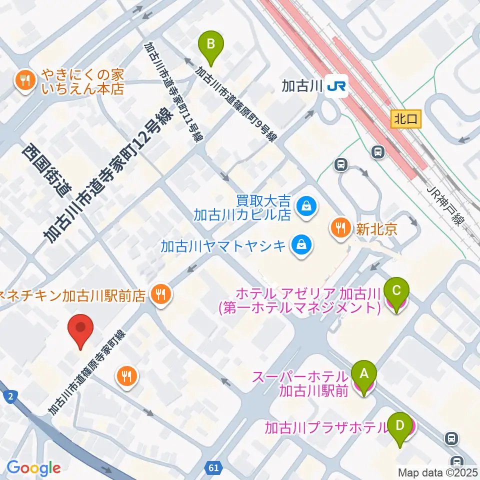 ヤマハミュージック 加古川センター周辺のホテル一覧地図