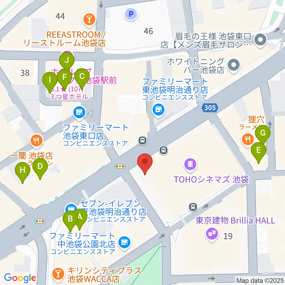 TOHOシネマズ池袋周辺のホテル一覧地図