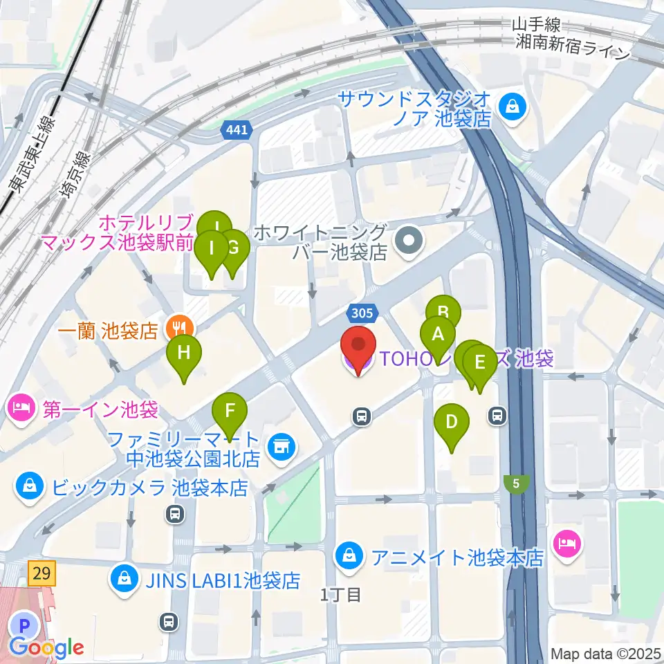 TOHOシネマズ池袋周辺のホテル一覧地図