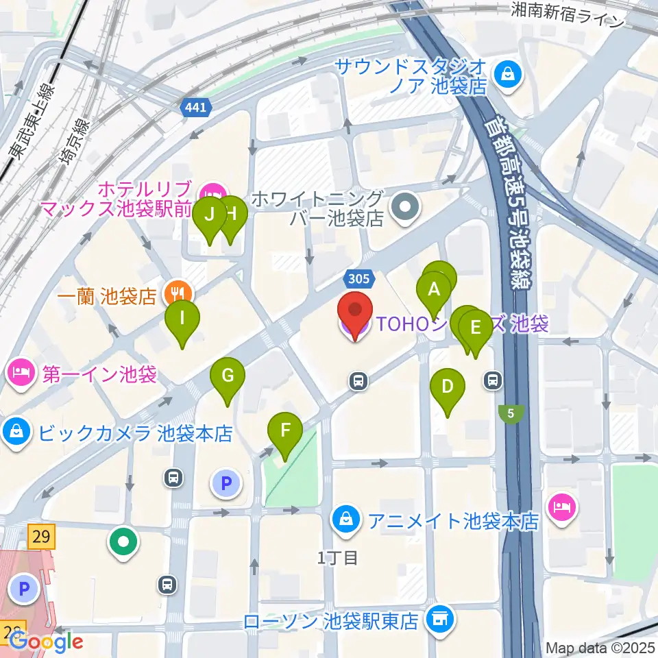 TOHOシネマズ池袋周辺のホテル一覧地図