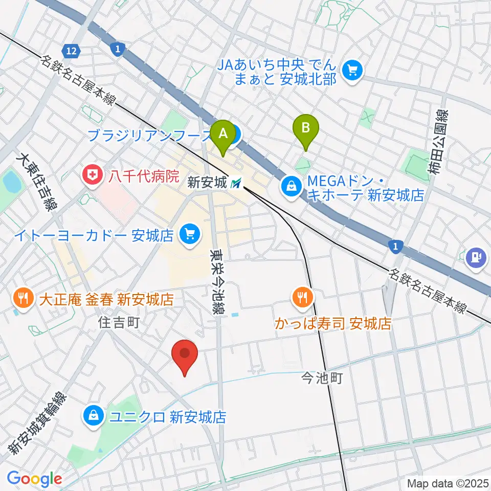 ボーカル教室かのん アンディ安城校周辺のホテル一覧地図