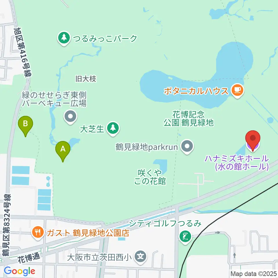 ハナミズキホール(水の館ホール)周辺のホテル一覧地図