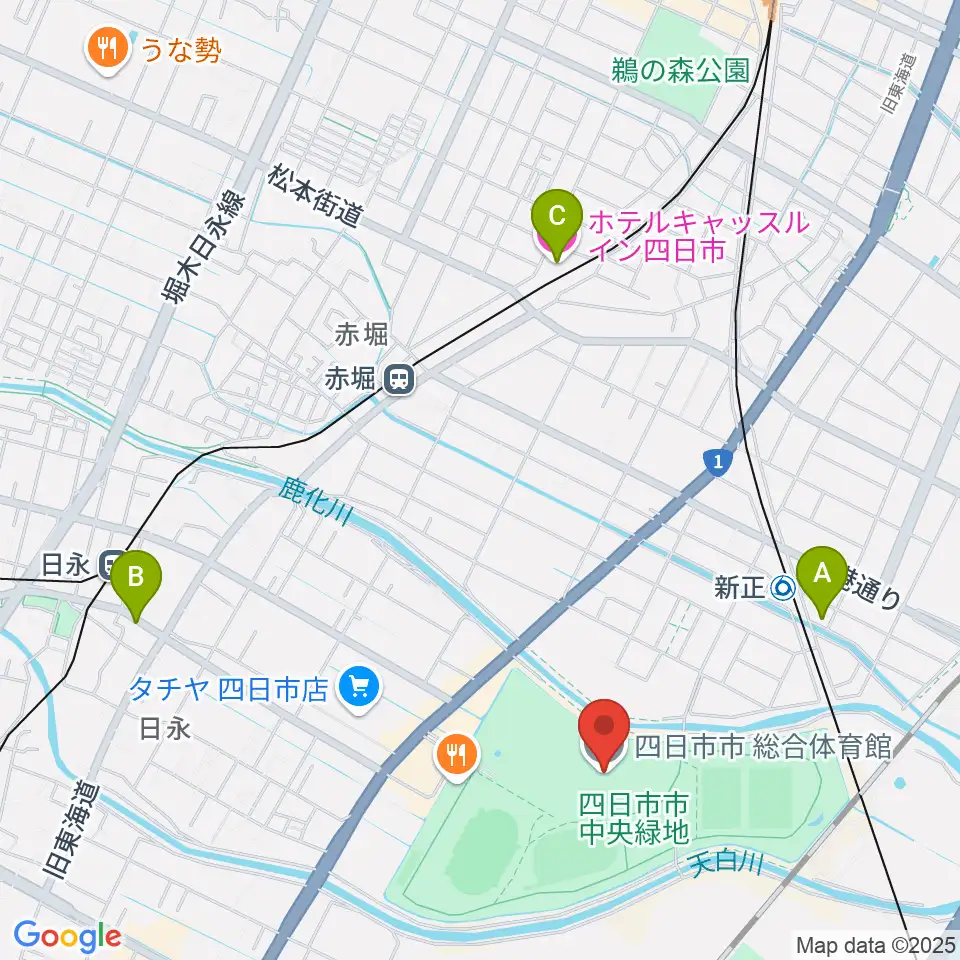 相好アリーナ四日市周辺のホテル一覧地図