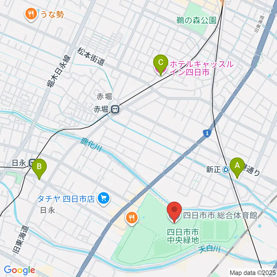 相好アリーナ四日市周辺のホテル一覧地図