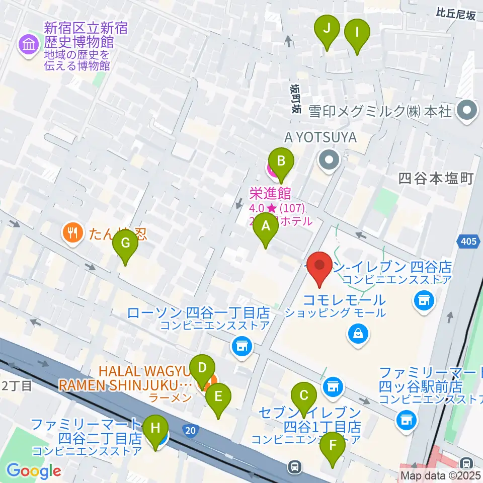 四谷スポーツスクエア周辺のホテル一覧地図