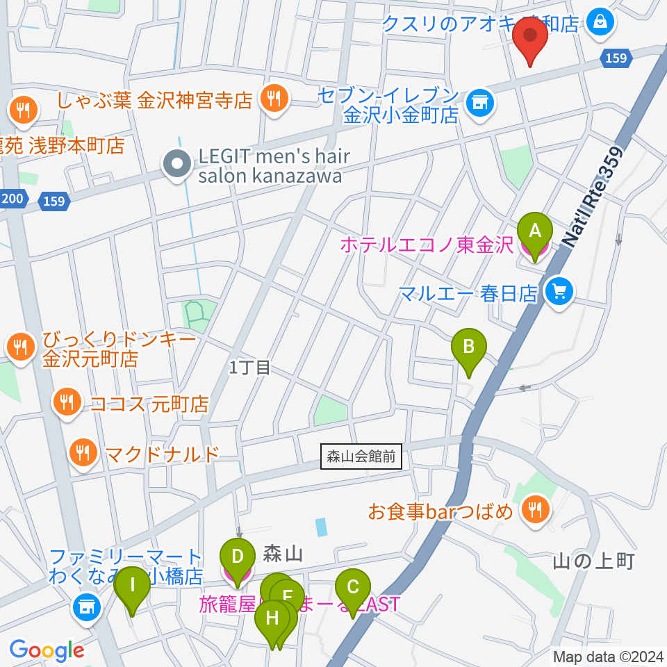 篠田楽器周辺のホテル一覧地図