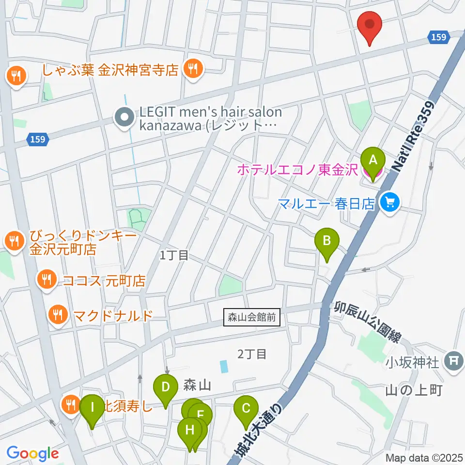 篠田楽器周辺のホテル一覧地図