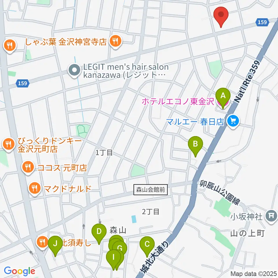 篠田楽器周辺のホテル一覧地図
