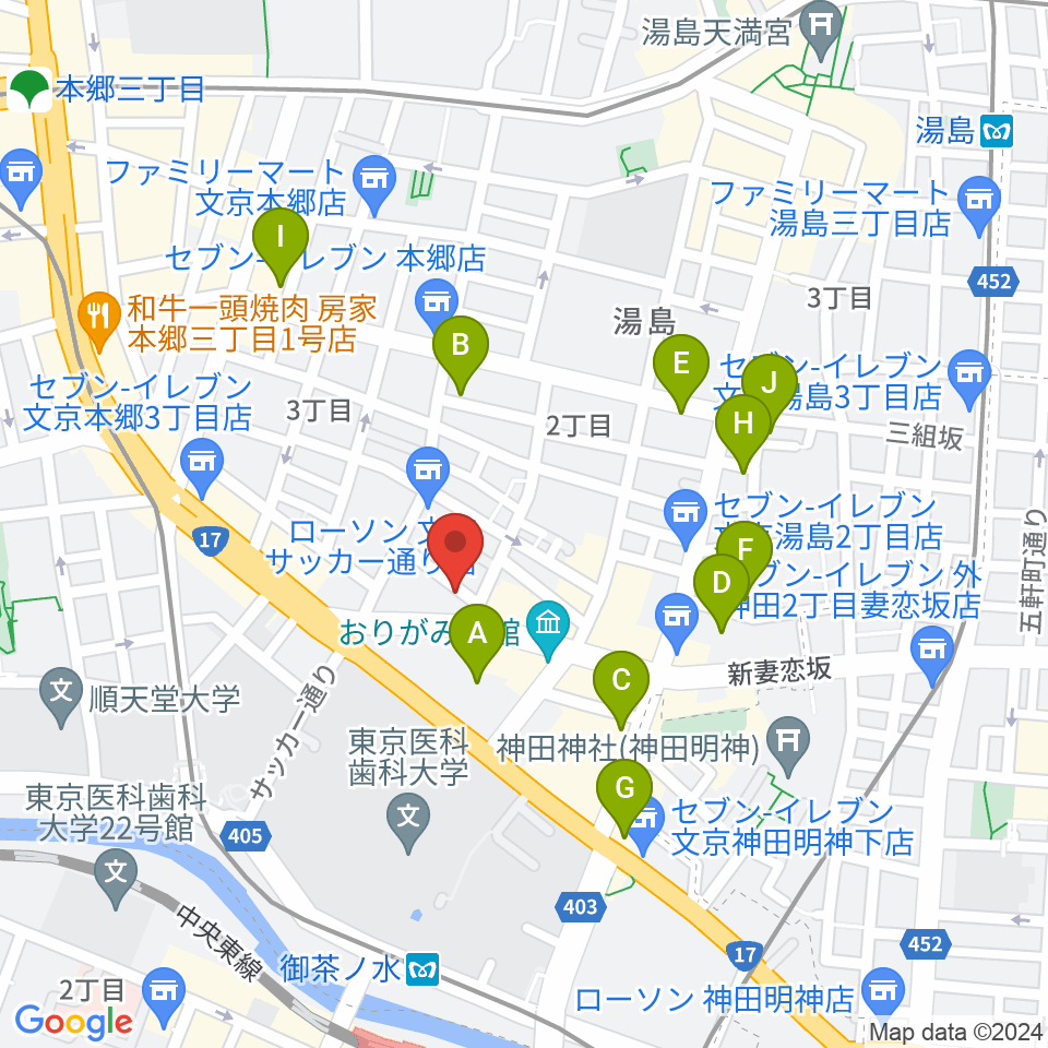 サウンドナイン御茶ノ水店周辺のホテル一覧地図