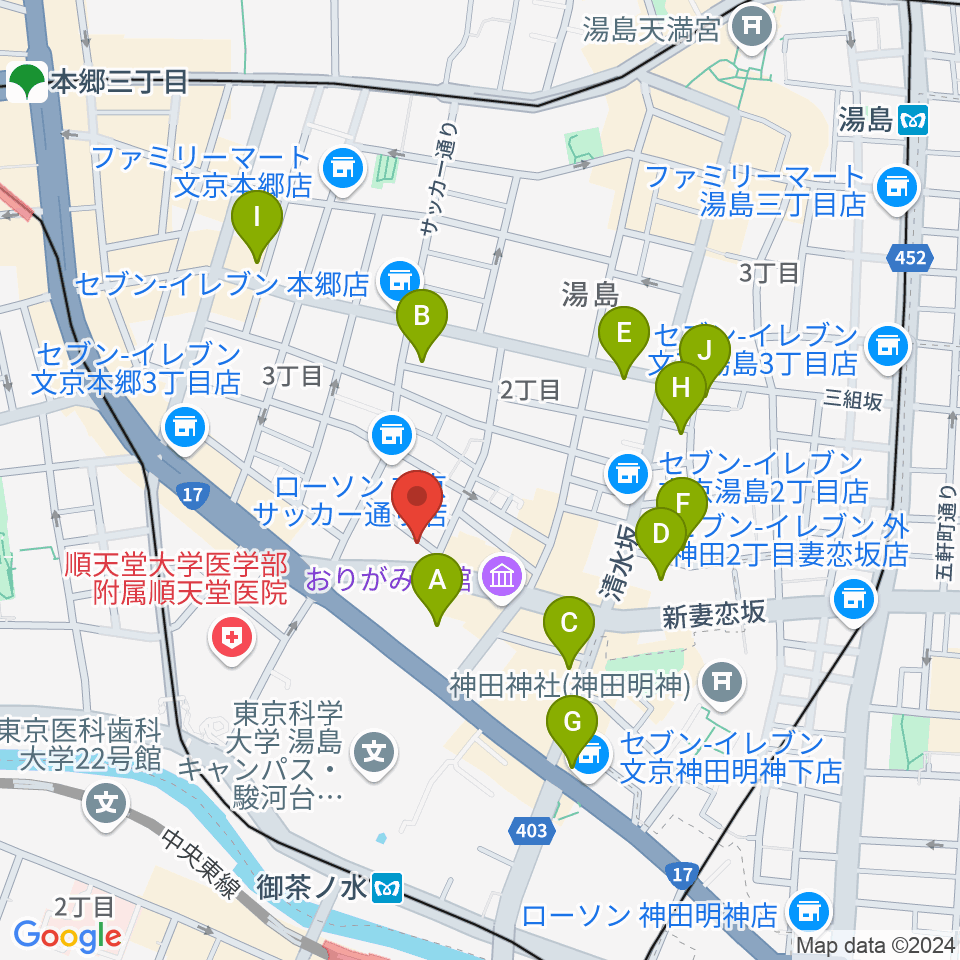 サウンドナイン御茶ノ水店周辺のホテル一覧地図