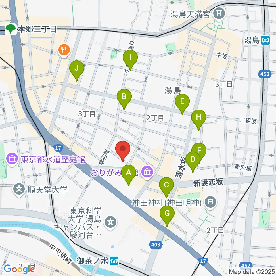 サウンドナイン御茶ノ水店周辺のホテル一覧地図