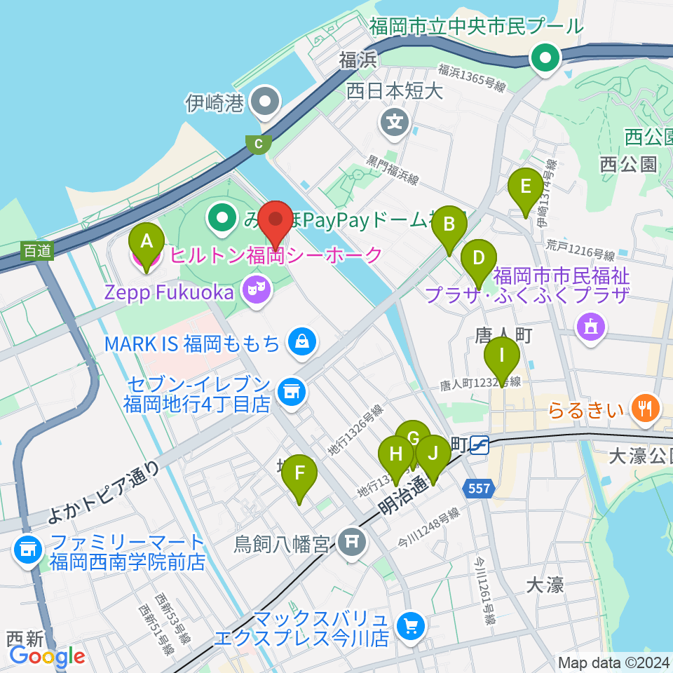 よしもと福岡 大和証券劇場周辺のホテル一覧地図