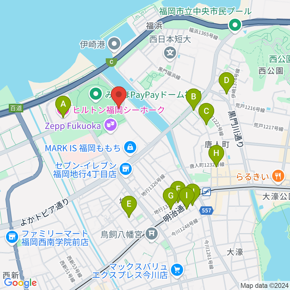 よしもと福岡 大和証券劇場周辺のホテル一覧地図