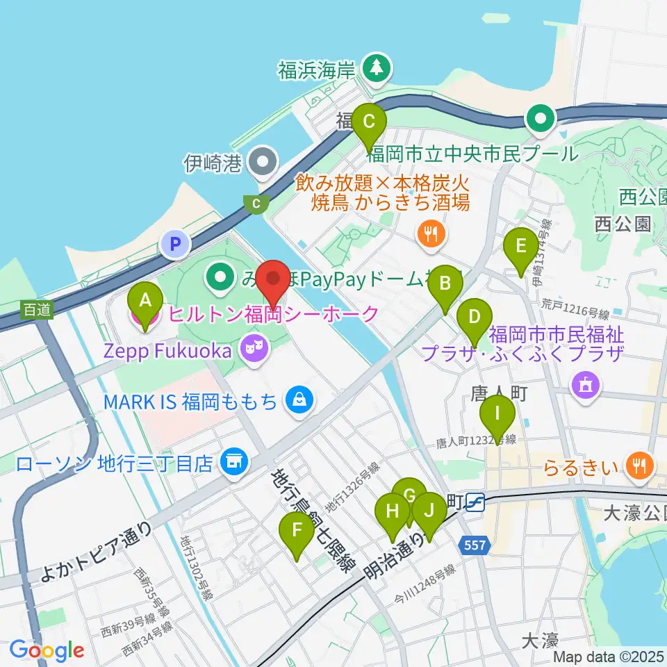 よしもと福岡 大和証券劇場周辺のホテル一覧地図