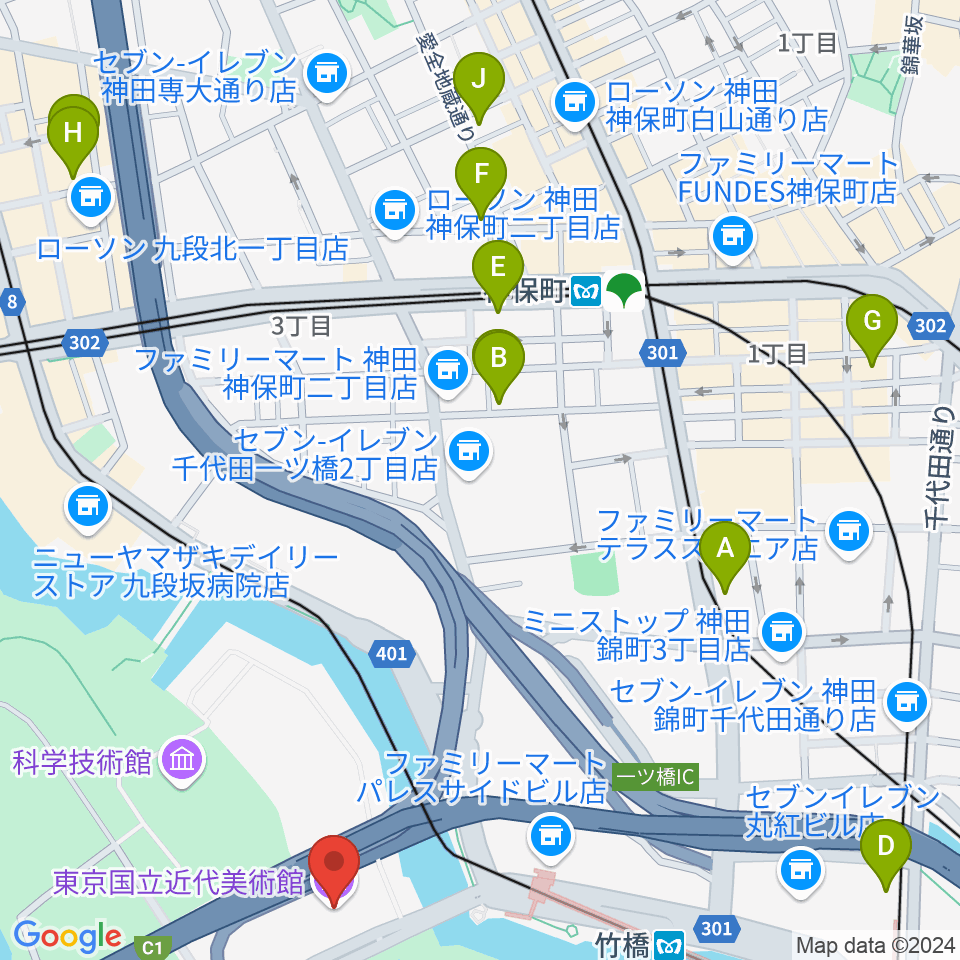 東京国立近代美術館周辺のホテル一覧地図