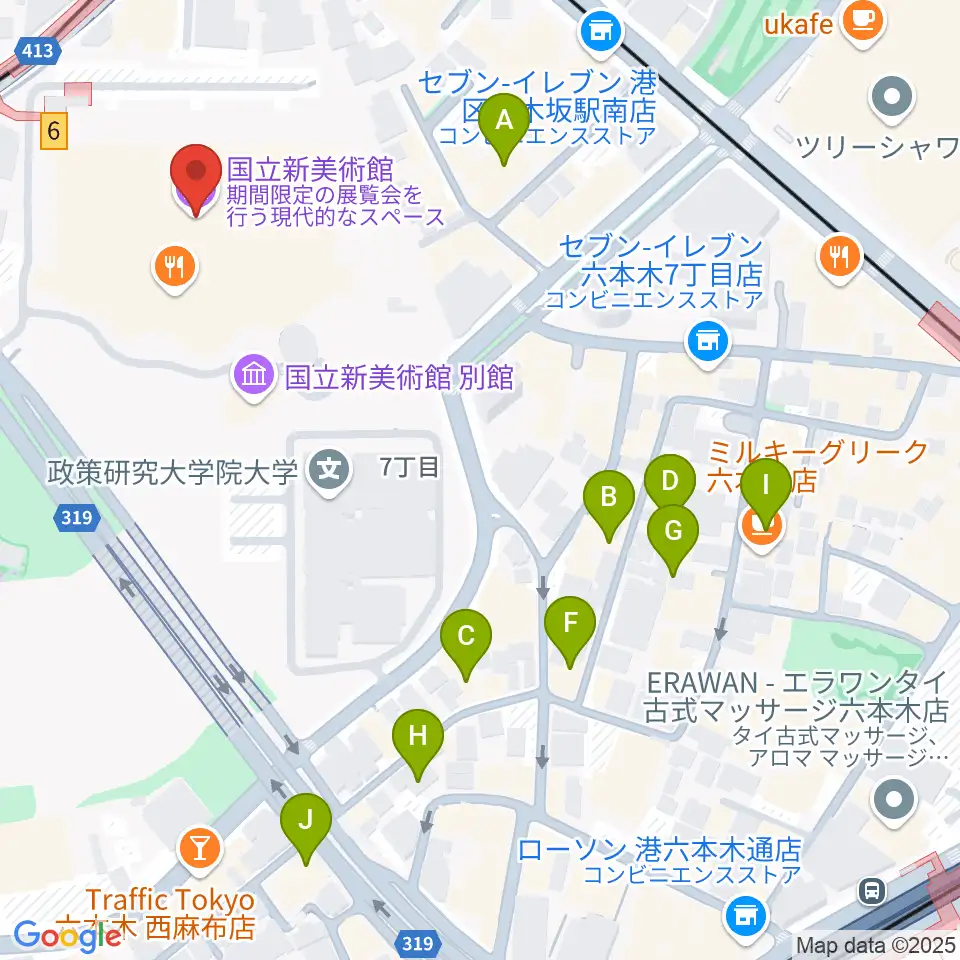 国立新美術館周辺のホテル一覧地図