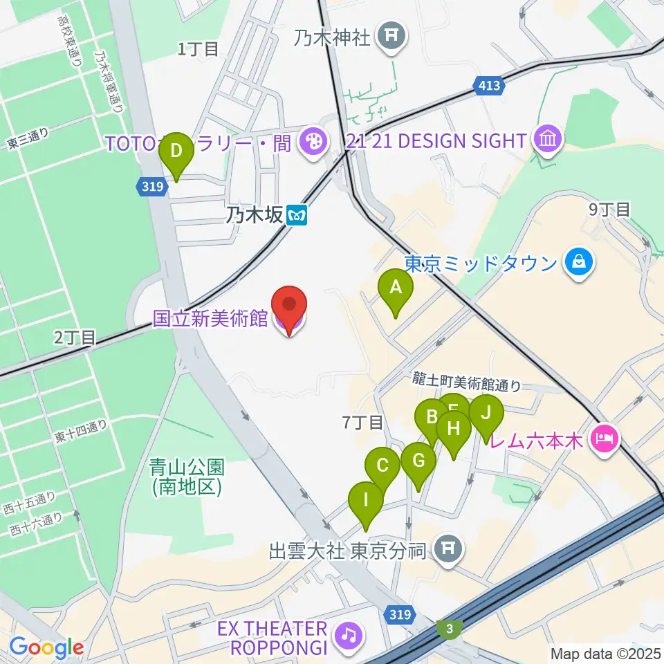 国立新美術館周辺のホテル一覧地図
