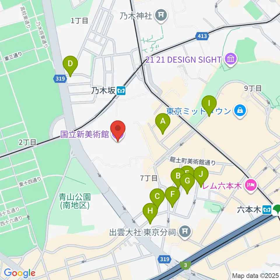 国立新美術館周辺のホテル一覧地図