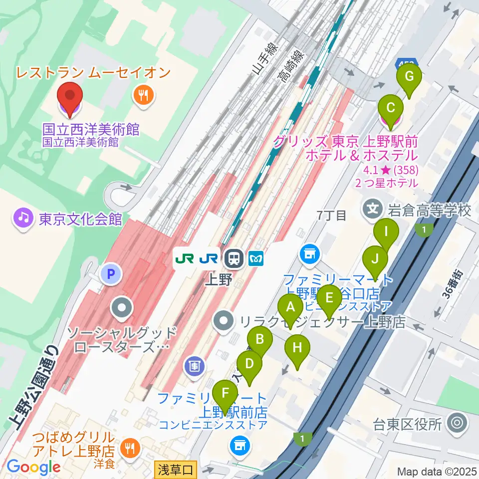 国立西洋美術館周辺のホテル一覧地図
