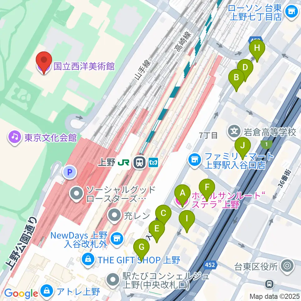国立西洋美術館周辺のホテル一覧地図